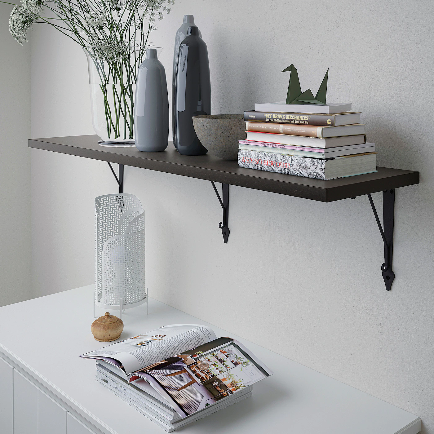 IKEA BERGSHULT / KROKSHULT Wall Shelf Brownblack/anthracite 47 1/4x11 3/4 " - Image 3