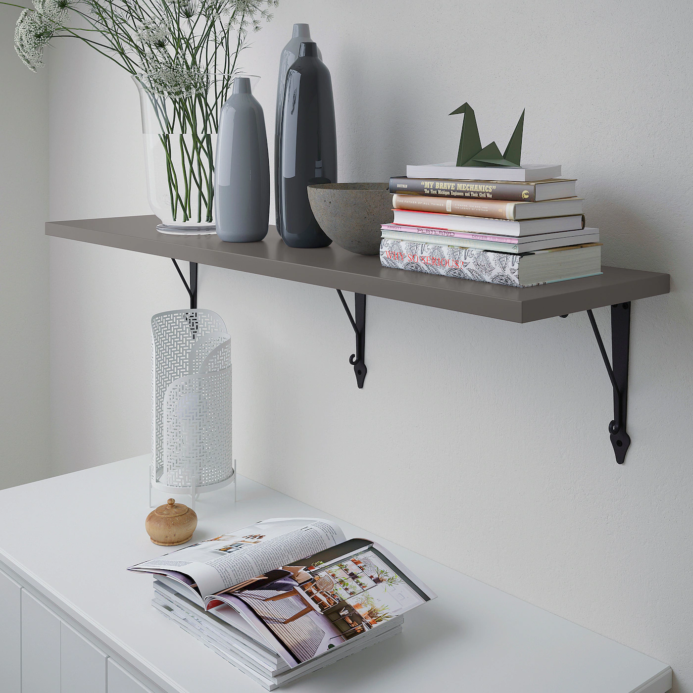 IKEA BERGSHULT / KROKSHULT Wall Shelf Dark Gray/anthracite 47 1/4x11 3/4 " - Image 3