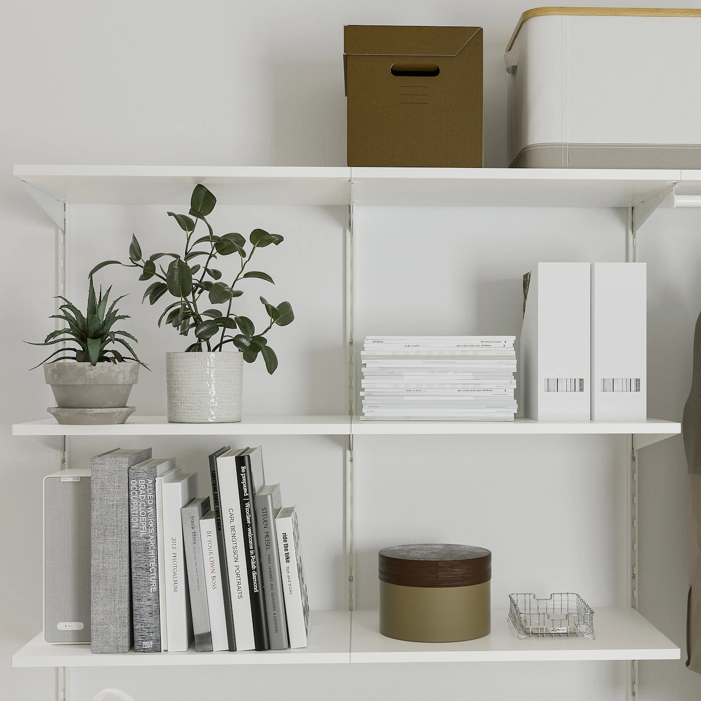 IKEA BOAXEL / LAGKAPTEN Wardrobe Combination With Table Top White 81 5/8x24 3/8x79 " - Image 4