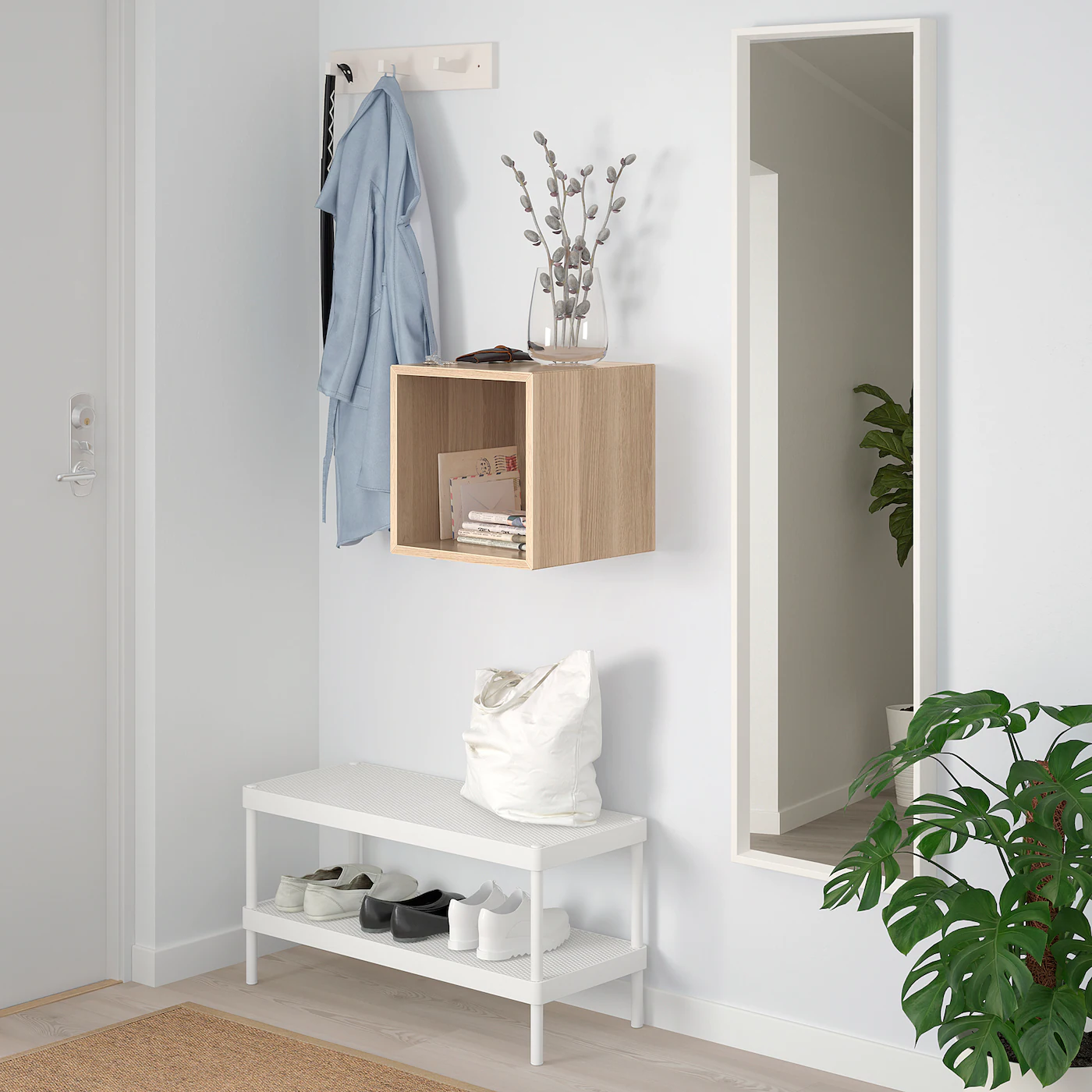 IKEA EKET Wallmounted Shelving Unit White Stained Oak Effect 13 3/4x13 3/4x13 3/4 " - Image 5