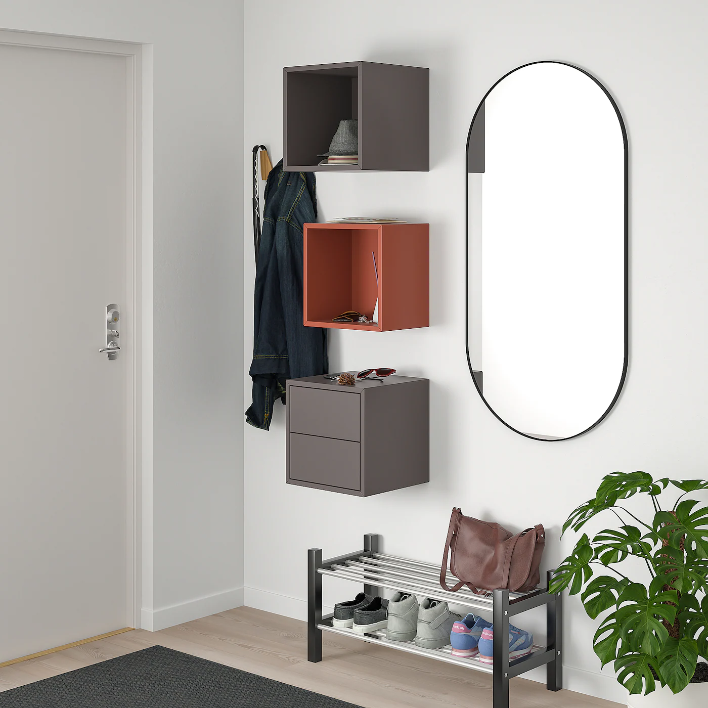 IKEA EKET Wallmounted Storage Combination Dark Gray/redbrown 41 3/8x13 3/4x27 1/2 " - Image 3