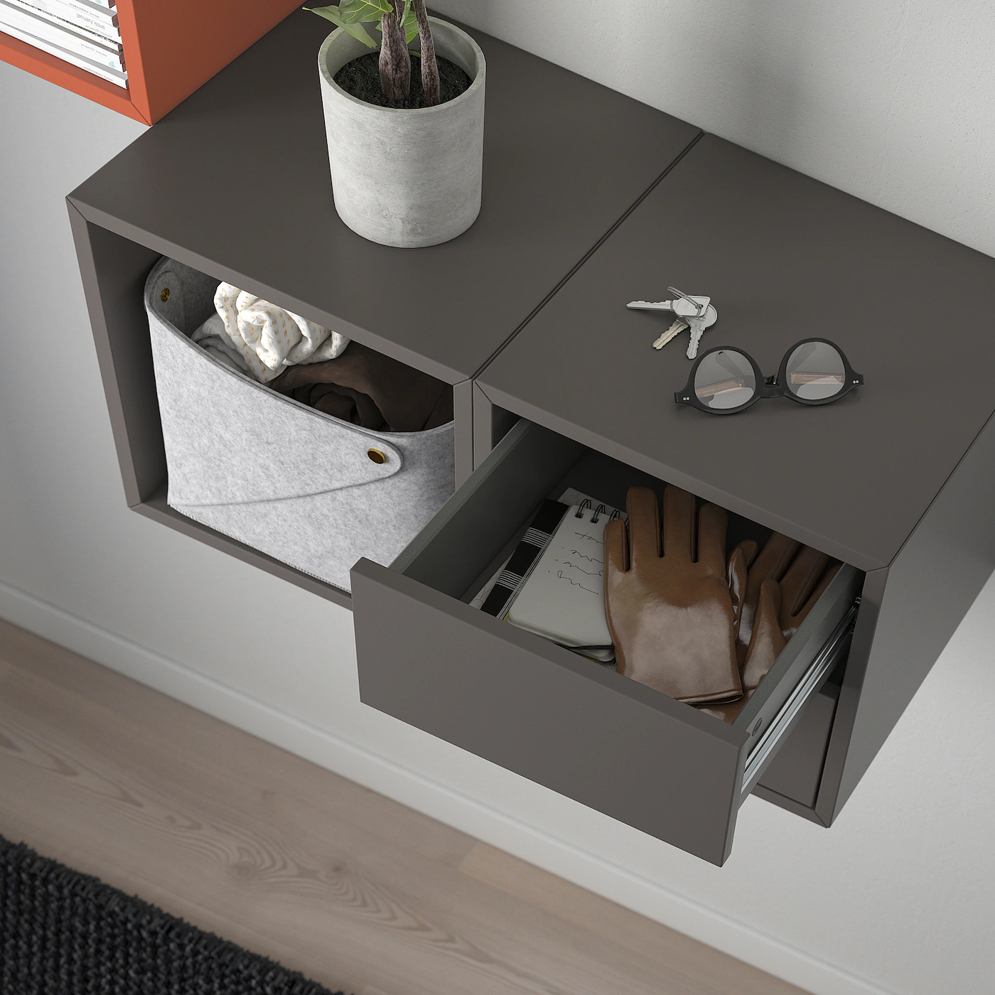 IKEA EKET Wallmounted Storage Combination Dark Gray/redbrown 41 3/8x13 3/4x27 1/2 " - Image 4